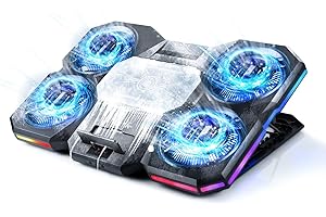 QUICARD Upgraded Laptop Cooling Pad with Thermoelectric Cooler and 4 Fans, Powerful Laptop Cooler, Independent Control, Multi