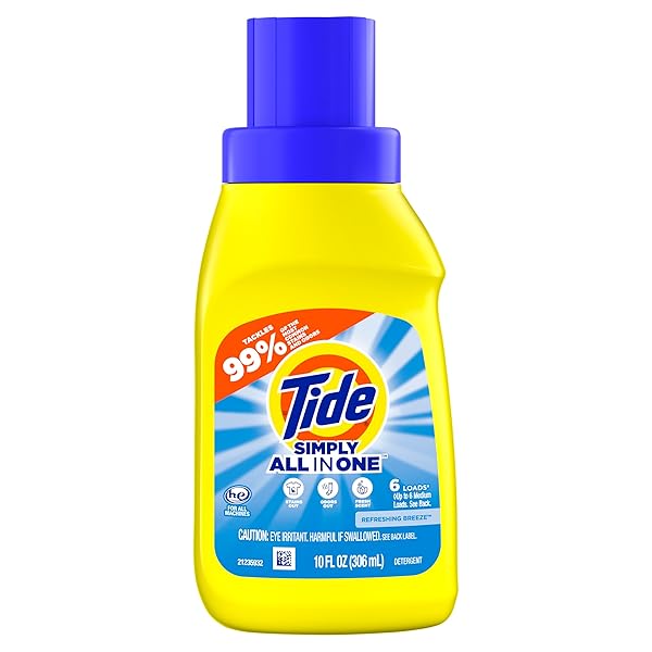 TIDE SIMPLY ALL-IN-ONE LIQUID LAUNDRY DETERGENT, REFRESHING BREEZE SCENT, 10 FL OZ EACH (PACK OF 12)