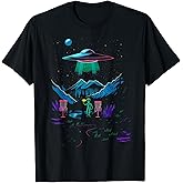 Funny Disc Golf Design for Men Women Disc Golf Alien Golfer T-Shirt