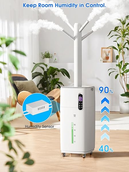 MONISEN 26L/5.7GAL HUMIDIFIER LARGE ROOM 3000 FT², SUPERSIZED COOL MIST, 38H QUIET HUMIDIFIERS FOR BEDROOM, 2000ML/H MIST OUTPUT, TOUCH/REMOTE CONTROL, HUMIDIFIERS FOR HOME, WHOLE HOUSE, PLANT, WHITE
