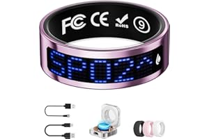 UniJethro Smart Ring for Women & Men with Display, Health Ring with Heart Rate, Sleep Monitor, IP68 Waterproof Fitness Ring, Fitness Tracker Ring, No APP Fee for iPhone and Android (Pink, 9#)