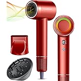 High-Speed Ionic Hair Dryer: 150000 RPM Brushless Motor 500 Millions Negative Ionic Care Blow Dryer for Fast Drying Low Noise Thermo-Control Hairdryer, Travel with Magnetic Diffuser & Nozzle