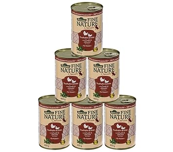 Dehner Fine Nature Katzenfutter Senior, Lebensmittelqualität, Truthahn und Ente, 6 x 400 g (2400 g)
