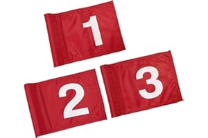BTREEFLO 3PCS Numbered Golf Flag 8x6 Inch Upgraded Dual-Layer 420D Nylon Putting Green Golf Flags with Tube Inserted, Mini Practice Golf Target Flag for Yard Backyard Garden Outdoor Indoor