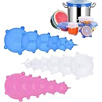 Silicone Stretch Lids, 18 Pack Reusable Silicone Lids, Silicone Bowl Covers, 6 Sizes Silicone Covers Apply to Food…