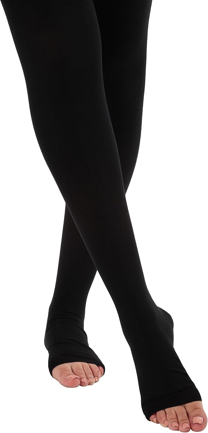 Open Toe Opaque Compression Stockings Pantyhose - Absolute Support Firm Medical Graduated Support Hose, 20-30mmHg Compression Pantyhose for Women SKU A214BL2 – Black Size Medium: Clothing
