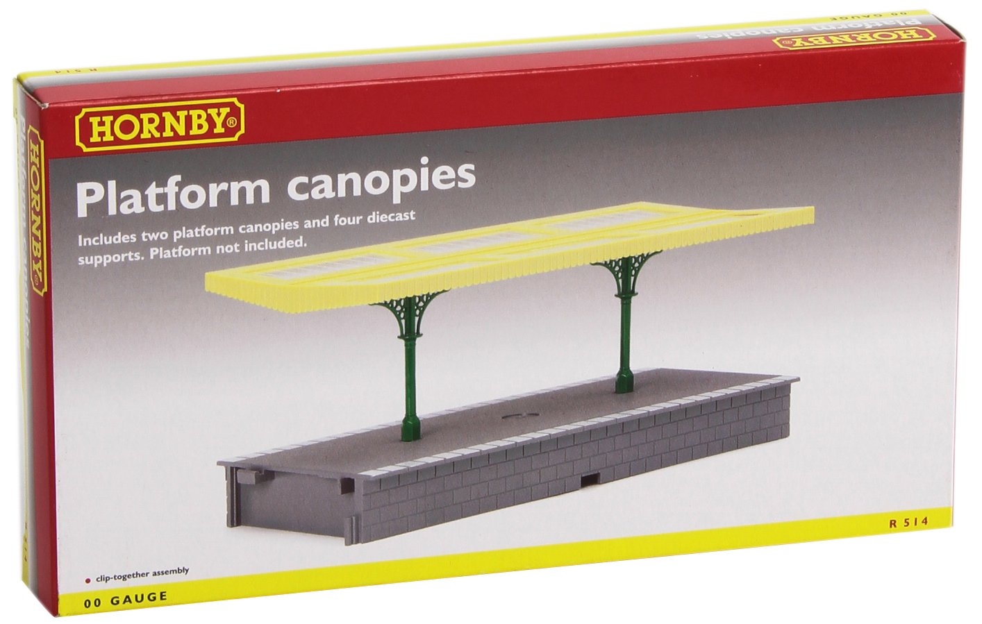 Hornby R514 OO Gauge Platform Canopies - Pack of 2, Model Train Accessories for Adding Scenery, Dioramas, Woodland, Buildings and More to 00 Gauge Model Railway - 1:76 Scale, Grey