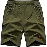 Rdruko Men's Quick Dry Hiking Shorts Lightweight Running Gym Outdoor Active Shorts with Zipper Pockets