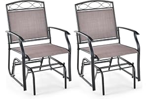 Giantex Patio Glider Chairs Set - 2 PCS Gliding Rocking Chairs w/Weather-Resistant Fabric, Heavy-Duty Metal Frame, 400 Lbs We