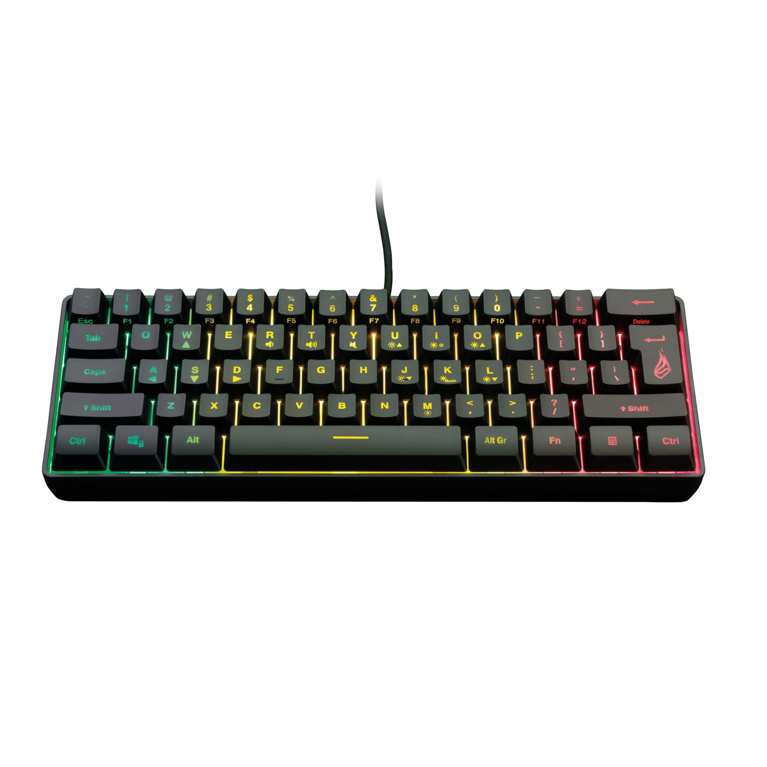 SureFire Kingpin X1 60% Gaming Keyboard, US English, Gaming Multimedia Keyboard, Small & Mobile, RGB Keyboard with Lighting, 25 Anti-Ghosting Keys, American Layout QWERTY