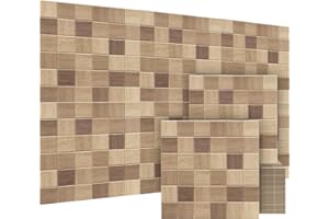 BUBOS Large Acoustic Panels,6 Pack Wood-Pattern Printing Soundproof Wall, Total Size 70.8 x 47.2 Inches Self-Adhesive Decorat