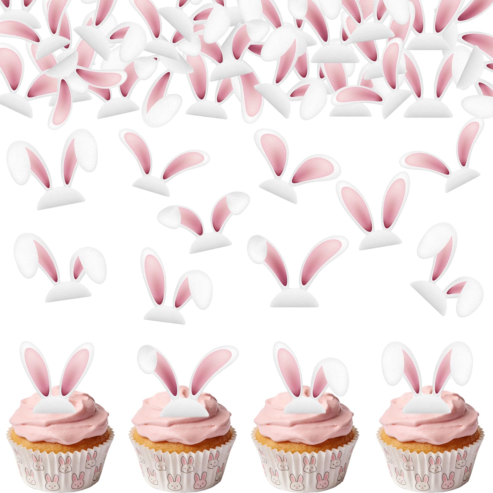 Photo 1 of ***MISSING PARTS***
Fyeoxle 72PCS Edible Easter Bunny Ear Cupcake Toppers Wafer Paper Pink White Bunny Ear Cake Toppers Edible Rabbit Ears Cupcake Picks for Easter Theme Spring Birthday Baby Shower Party Supplies
