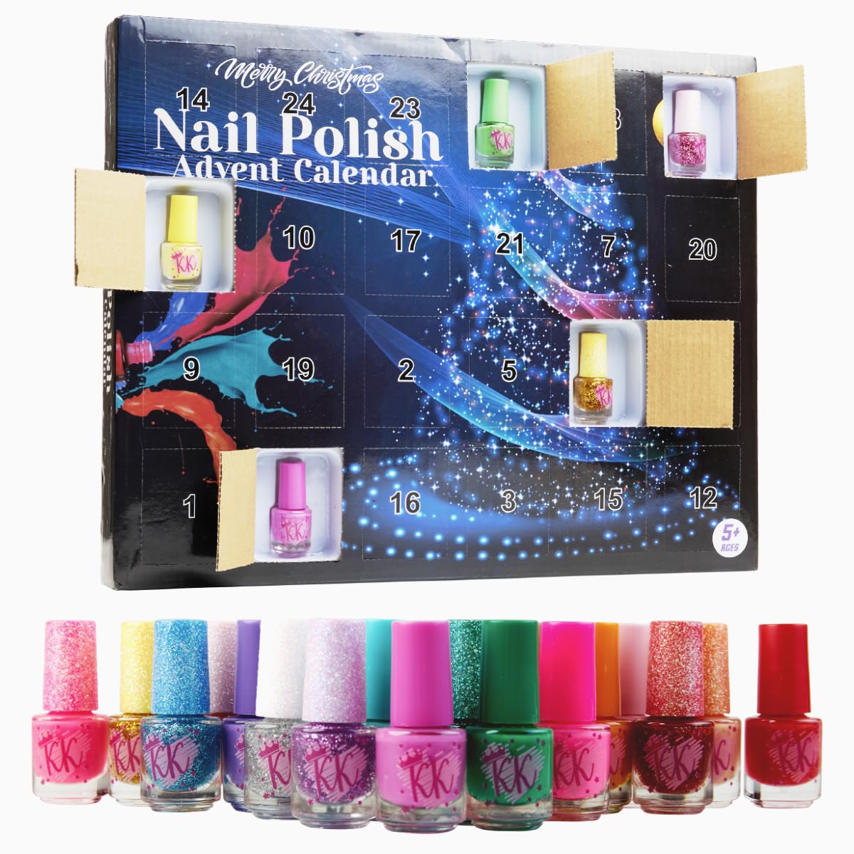 KreativeKraft Beauty Advent Calendar 2025 Girls Pampering Christmas Countdown Calendar Peel Off Nail Polish Makeup Nail Stickers Gifts for Girls (Nail Polish)