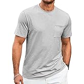 Runcati Mens Short Sleeve T Shirts Crew Neck Casual Summer Basic Shirt Lightweight Tee Tops with Pocket
