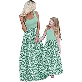 Askwind Mommy and Me Family Outfits,Sleeveless Casual Floral Dress with Pockets for Motner's Day