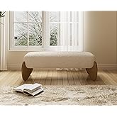 CIMOTA Boucle Entryway Bench Modern Beige End of Bed Bench for Bedroom/Hallway Mudroom/Living Room, Window Bench with Padded 