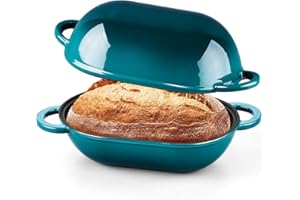 Onader Enameled Cast Iron Dutch Oven, Oval Dutch Oven Pot with Lid for Sourdough Bread Baking, 2.8QT Meatloaf Pan, Heavy Duty
