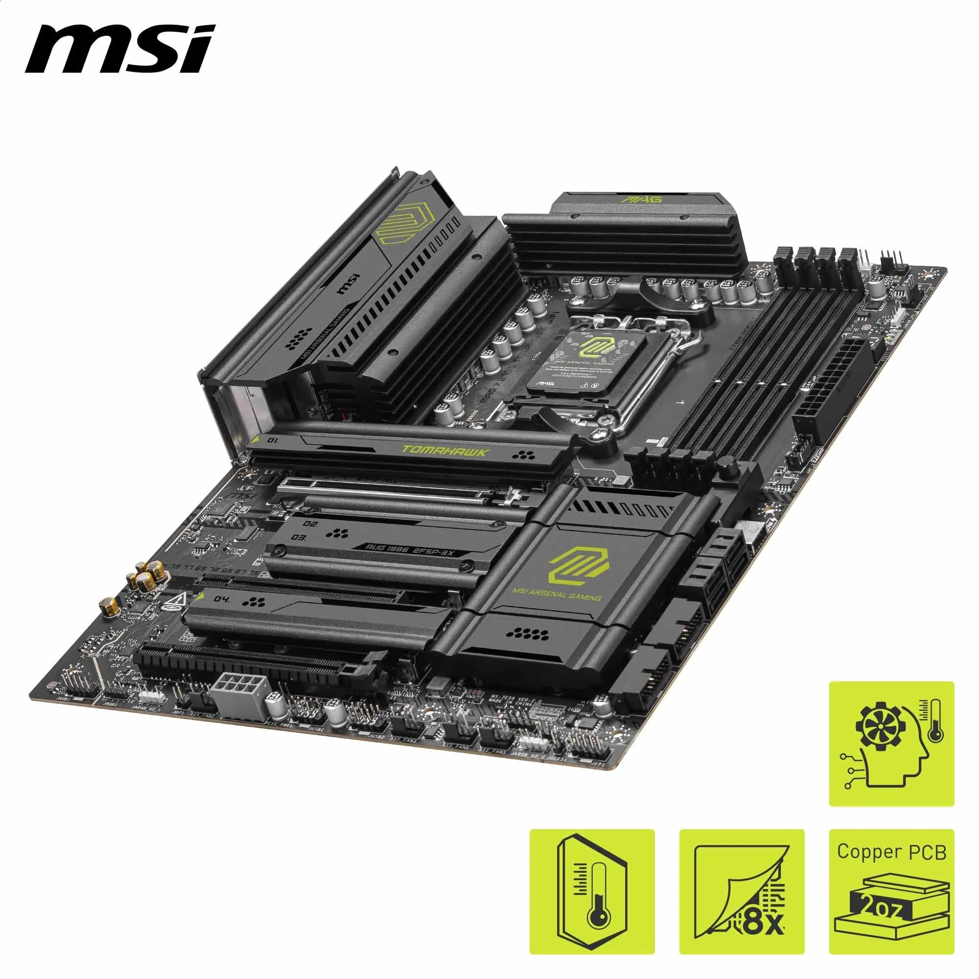 Msi Mag X870E Tomahawk Wifi Installed In Pc Case Showing Rgb Lighting