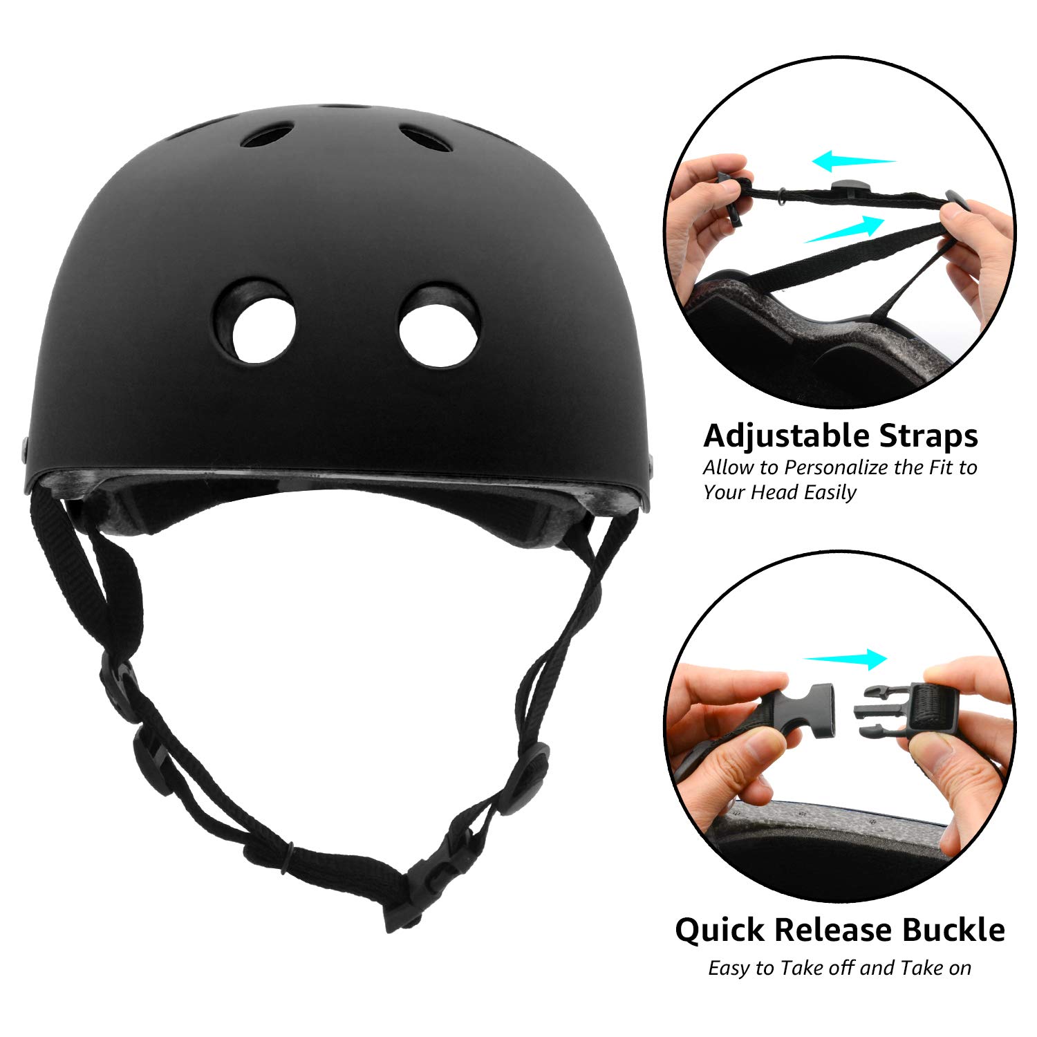 FerDIM Skateboard Helmet, Kids/Adult Bike Helmet with Removable Liner Skiing, Adjustable Straps