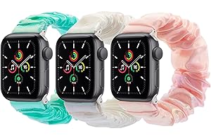 LUCKRIA Compatible for Scrunchie Apple Watch Band 38mm 41mm 42mm 40mm 44mm 45mm Cute Elastic Apple Watch Bands Women Stretchy Bracelet Wristband Strap for iWatch Series 7 6 5 4 3 2 1 SE 3 Packs