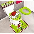 Grinch Christmas Bathroom Decor - GRINCHS Decorations Bathroom Rugs and MATS Sets，Modern Bath for Washable Accessories Set