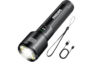 Philips SFL2154 Rechargeable EDC Tactical Flashlight, 3500 High Lumens Aluminium Portable Pocket Light with 15 Modes, Triple 