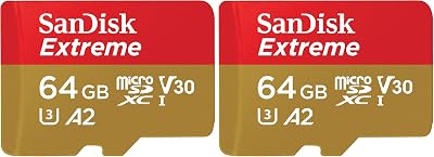 SanDisk Extreme microSDXC 64GB Pack with SD Adapter RescuePRO Deluxe A2 U3 V30