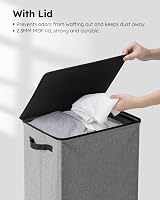SOLEDI 90L Laundry Basket with Lid Collapsible Removable Inner Bag Grey view 6