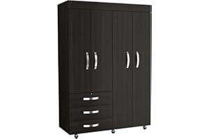 TUHOME FURNITURE TUHOME Denver Mobile Armoire Engineered Wood Armoires in Black