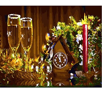 Immagini Di Candele Di Natale.Magicxyz Dipingi Con I Numeri Diy Pittura Cena A Lume Di Candela Di Natale Adulti Bambini Tela Stampa Arte Della Decorazione Della Casa 40x50cm Amazon It Giochi E Giocattoli