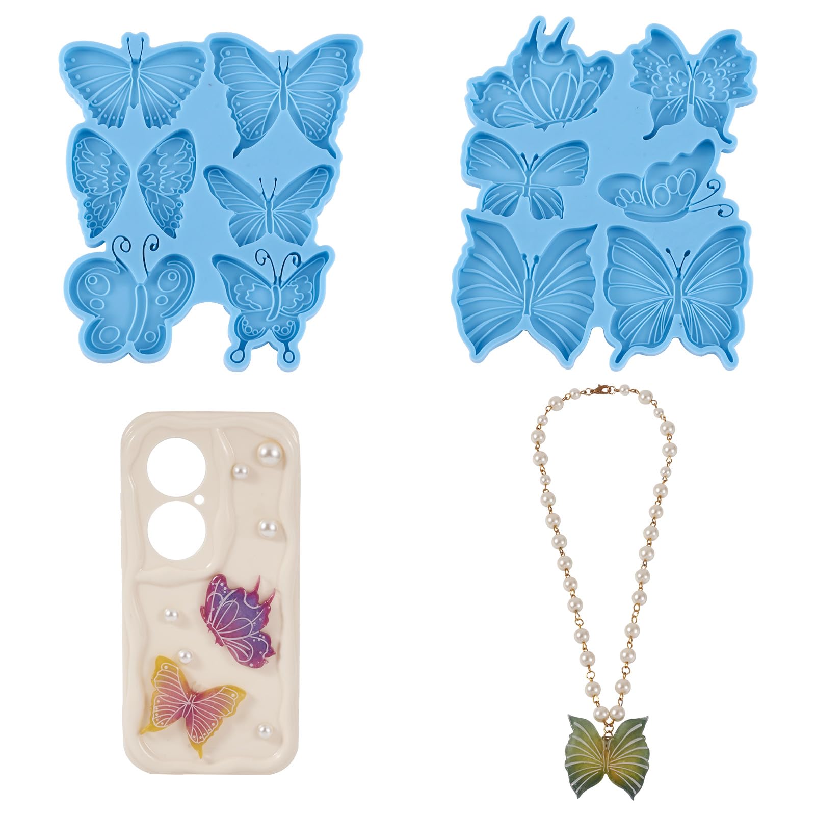 PandaHall 2pcs Butterfly Pendant Silicone Molds Fairy Wings Casting Resin Molds Insects UV Resin Mould for Epoxy Crafts Jewelry Making, Deep Sky Blue โ image 1