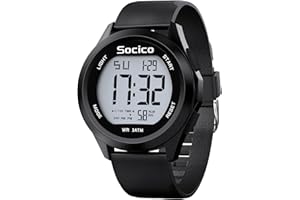 SOCICO Mens Digital Watch Sports Waterproof Outdoor Large Face Military Watches with Stopwatch Back Light Alarm Date Display