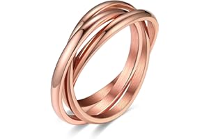 Bestyle Interlocking Band Rings for Women Girls, Stainless Steel Stacking Cross Rings in Silver/Gold/Rose Gold/Black Tone, Minimalist Promise Ring for Love/Engagement/Wedding, Size 4-12