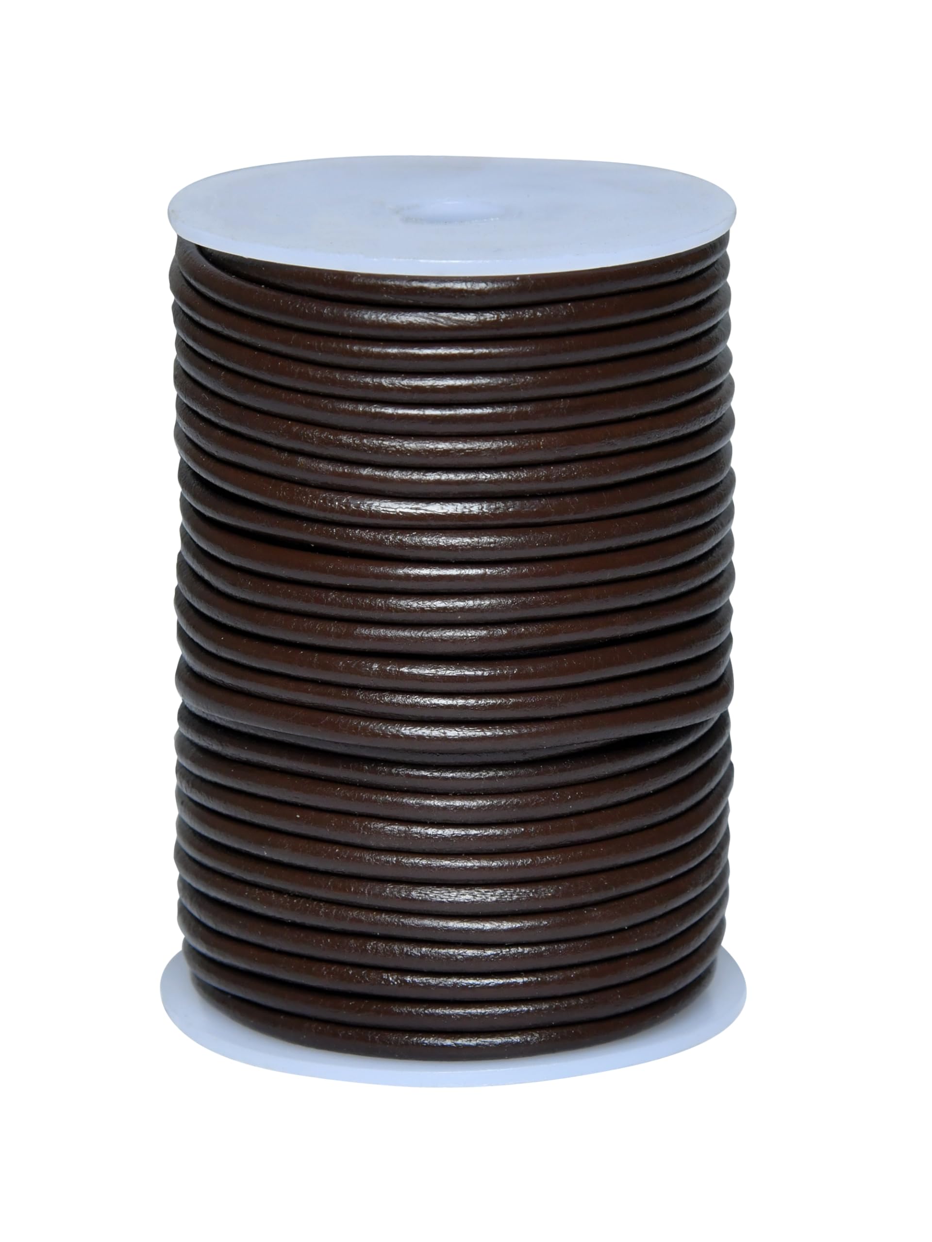 Cords Essentials Round Leather String Cord 4mm Dark Brown 11 Yards