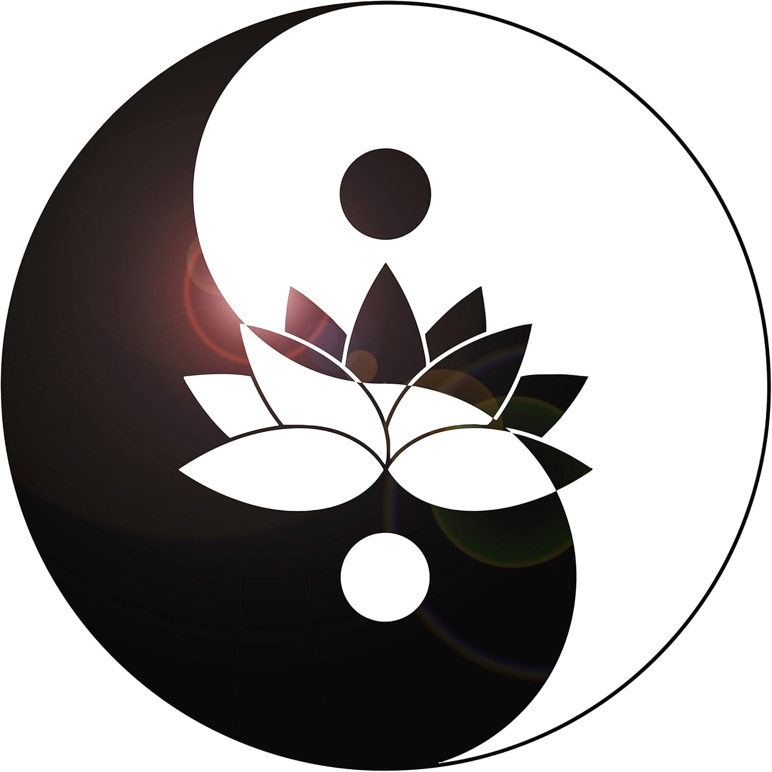 DesignToRefine Vinyl Wall Decal Lotus Flower Yin Yang Symbol Zen Meditation Art Stickers Mural Large Decor (g1107) Black
