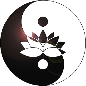 DesignToRefine Vinyl Wall Decal Lotus Flower Yin Yang Symbol Zen Meditation Art Stickers Mural Large Decor (g1107) Black