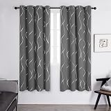 Deconovo Eyelet Blackout Curtains 46 x 72 Inches Grey Two Panels Thermal view 2