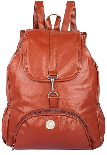 Mithraj Studded Casual Purse Fashion School Leather Backpack Shoulder Bag Mini Backpack for Women & Girls (RED) (brown)