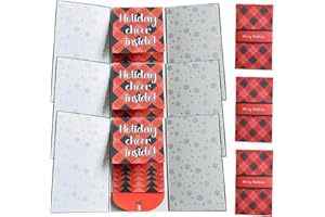 Handmade Waterfall Christmas Gift Card Booklet, 3Pcs Pull-Out Christmas Money Holder Envelope Booklet, Xmas Holiday Party Sup