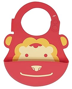 Baby and Toddler Bib, Food Grade Silicone, Easy Clean Up, Red Lion by Marcus & Marcus