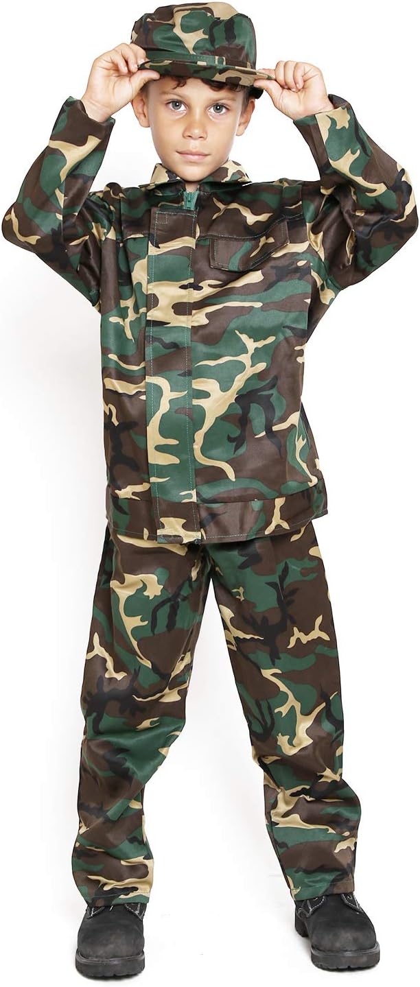 Kids Camouflage Army Military Soldier Costume Halloween Outfit