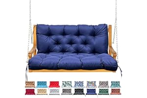 NANGELRN Porch Swing Cushion with Backrest,Waterproof Bench Cushion for Outdoor Furniture,2-3 Seater Replacement Thickened Swing Cushion with Ties,Patio,Outdoor,Backyard and Garden (Navy Blue,40x40)