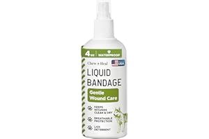 Chew + Heal Labs Pet Liquid Bandage for Dogs - 4 oz Spray with Aloe - Wound Care for Dogs Including Cuts, Scrapes, and Stitches - Breathable and Waterproof