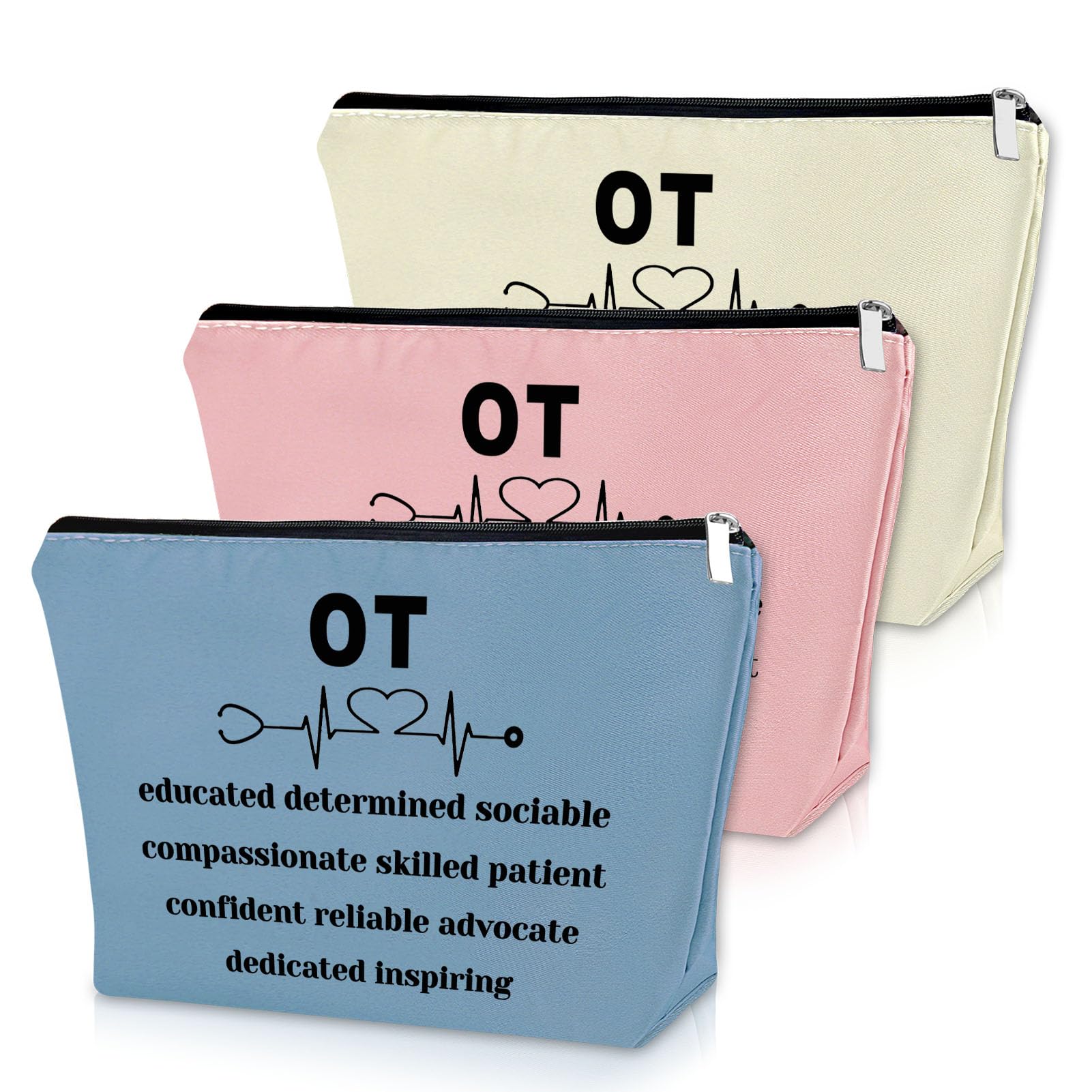 Photo 1 of 3PCS Occupational Therapist Gifts Makeup Bag Occupational Therapy Gifts for Therapist Future OT Assistant Gifts Cosmetic Bag OT Thank You Appreciation Gifts Retirement Birthday Gift Travel Pouch