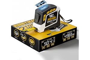 Alloyman 2-in-1 Digital Tape Measure, 16Ft Length, 6 Unit Options, 4 Measuring Modes, Stores 50 Records, Auto Lock with Magnetic Hook, Waterproof & Drop-Resistant