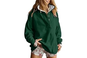 BAOQIN Womens Sweatshirts - Trendy Long Sleeve Oversized Pullover Tops, Fall Fashion Half Button Henley Neck Sweaters Clothes