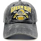 Embroidered City Football Hat Vintage Washed Cotton Denim Hat Adjustable Baseball Cap for Men Women