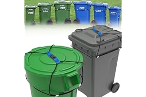 Laowu 2PCS Trash Can Lid Locks for Animals, Garbage Can Bungee Cord Lock Keep Bear/Raccoon/Dog Out of Garbage, Trash Bin Lock/Strap/Latch Fits 30-50 Gallon