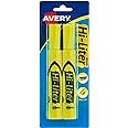 AVERY Hi-Liter Desk-Style Highlighters, Smear Safe Ink, Chisel Tip, 2 Yellow Highlighters (24081)