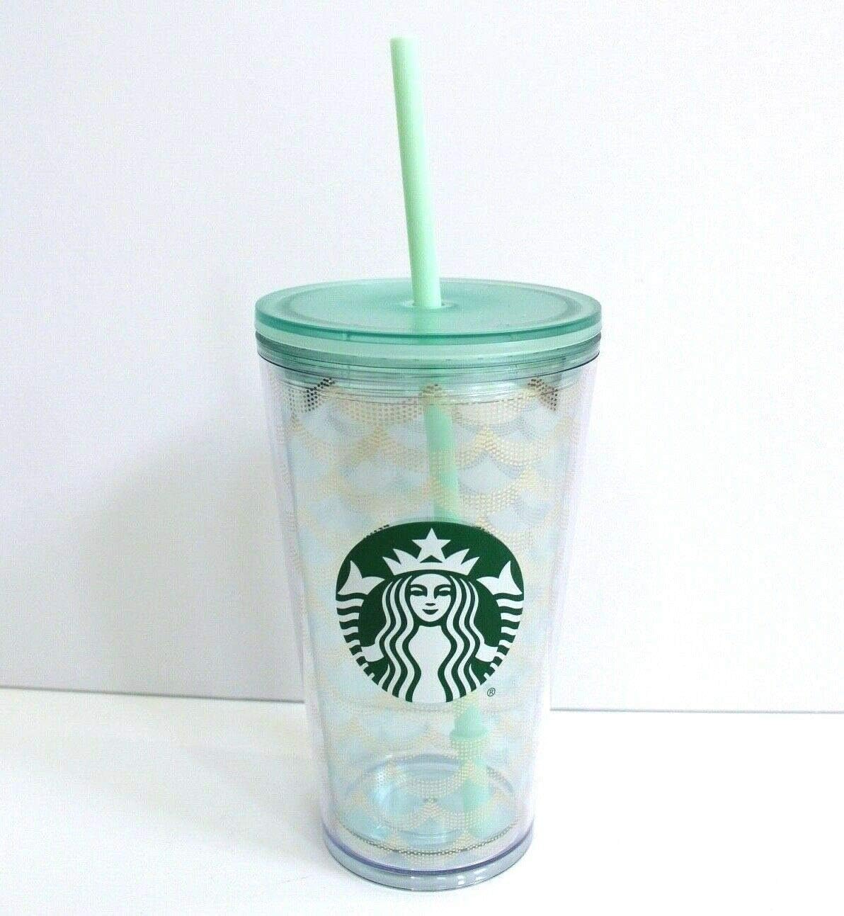 Starbucks Mermaid Scale Clear Acrylic Cold Cup Grande Tumbler, 16 fl oz